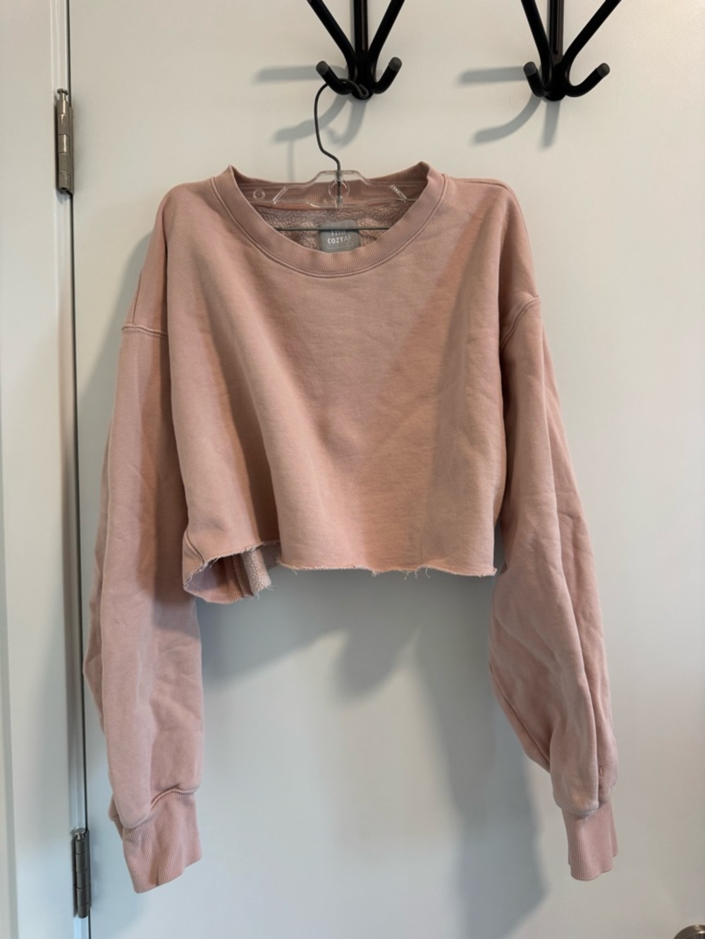 TNA Cozy AF Dusty Pink Cropped Crewneck Sweatshirt